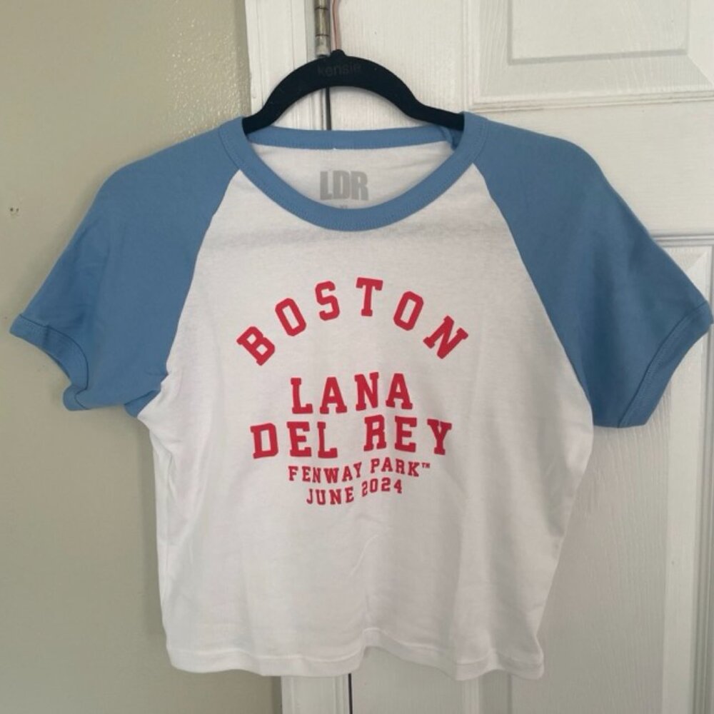 Lana Del Rey Fenway Ringer crop top | Logo Baby Raglan Tee